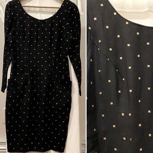 80s Vintage Black and Gold Fleck Cocktail dress Bodycon